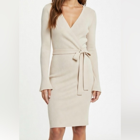 Kancy Kole Dresses & Skirts - Kancy Kole Cream Wrap Dress